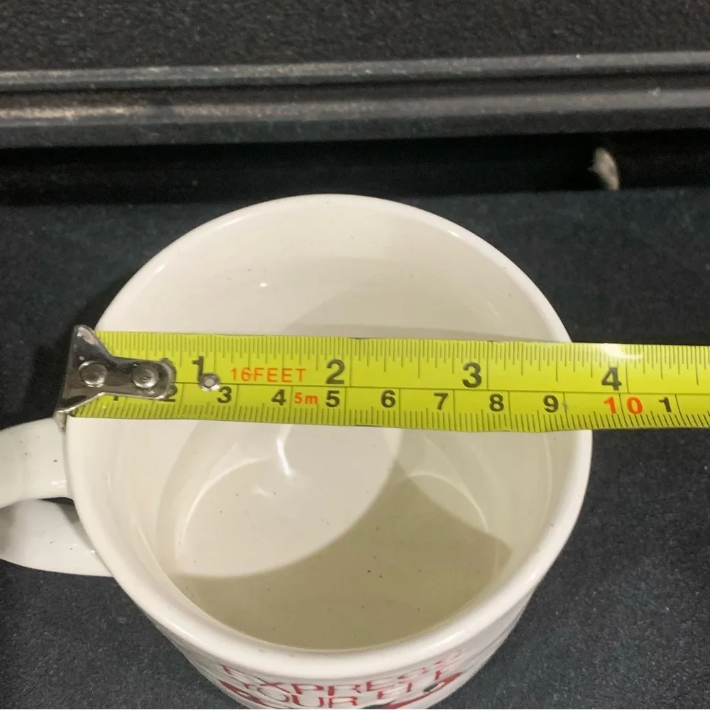 Crate & Barrel Express Your Elf Large Christmas Ceramic Mug Cup White Brand New